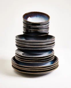 Alcachofra Geschirr-Set schwarzblau 16-teilig