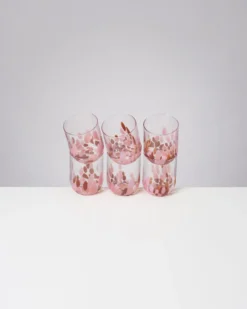 Alegria - Large glass amber pink Set of 6