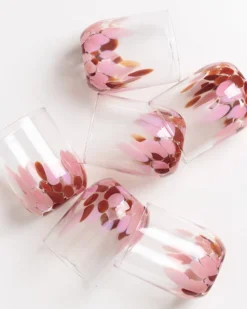 Alegria - Large glass amber pink Set of 6