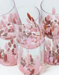 Alegria - Large glass amber pink Set of 6