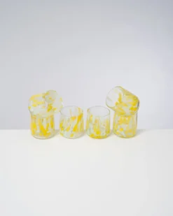 Alegria - Set of 6 glasses small big drops yellow
