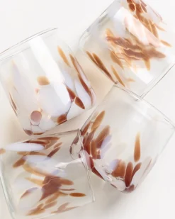 Alegria set of 4 glasses small big drops amber sand