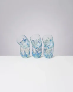 Alegria set of 6 glass large drops blue white