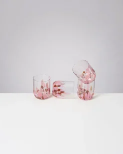 Alegria set of 4 glass large drops amber pink