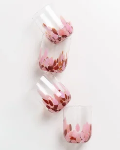 Alegria set of 4 glass large drops amber pink