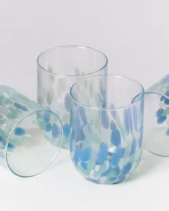 Alegria set of 4 glass large drops blue white