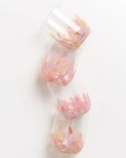 Alegria set of 4 glass large drops pink sand