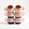Bica - Set of 6 Espressocups pink navy cream