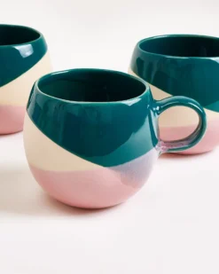 Bica Tasse groß dunkelgrün sand rosa 6er-Set