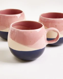 Bica Tasse groß rosa sand dunkelblau 6er-Set