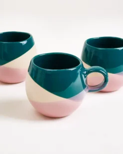 Bica Tasse klein dunkelgrün sand rosa 4er-Set
