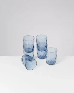 Calma set of 6 glasses large swirl blue