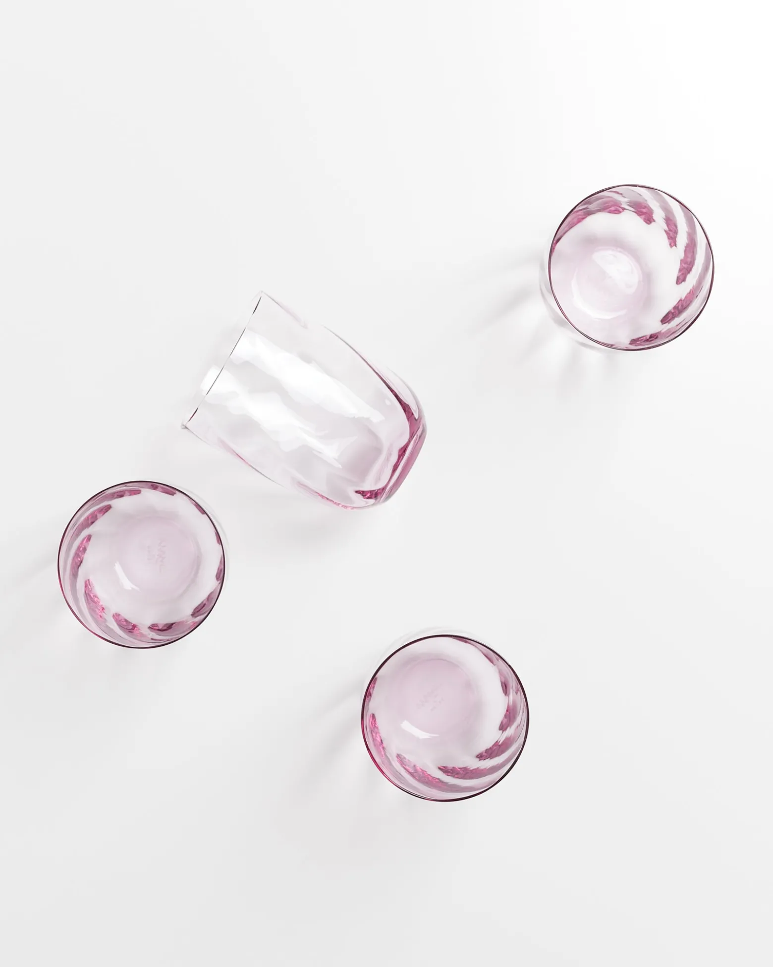Calma - Set of 4 glass large swirl purple