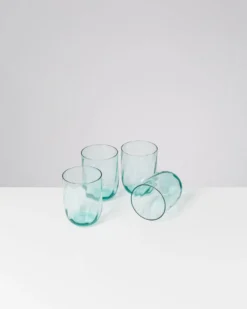 Calma set of 4 glass large swirl green
