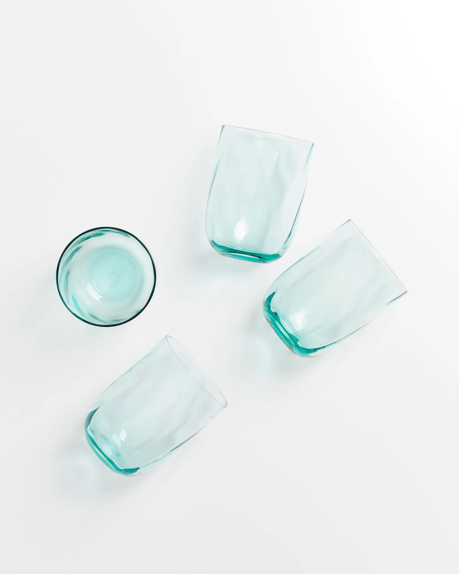 Calma set of 4 glass large swirl green