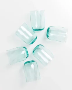 Calma - Set of 6 glass large swirl green