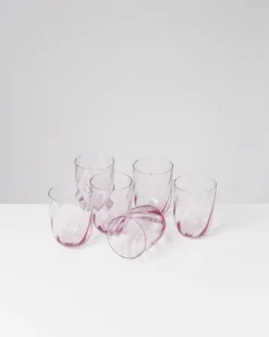 Calma - Set of 6 glass large swirl purple
