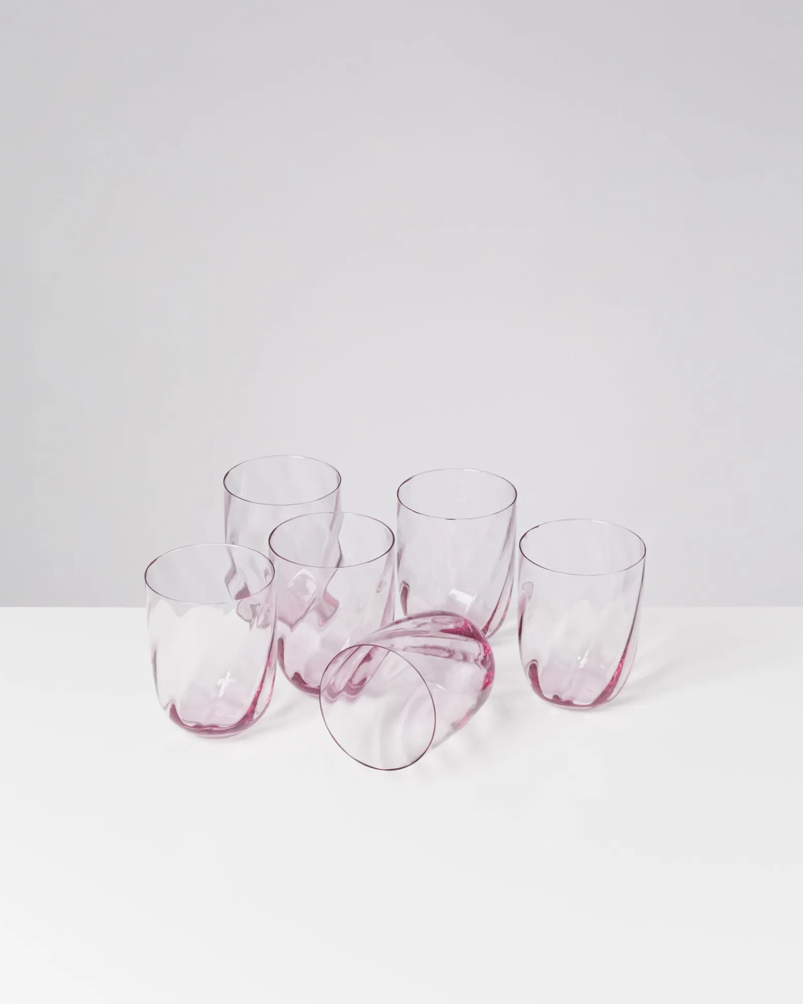 Calma - Set of 6 glass large swirl purple