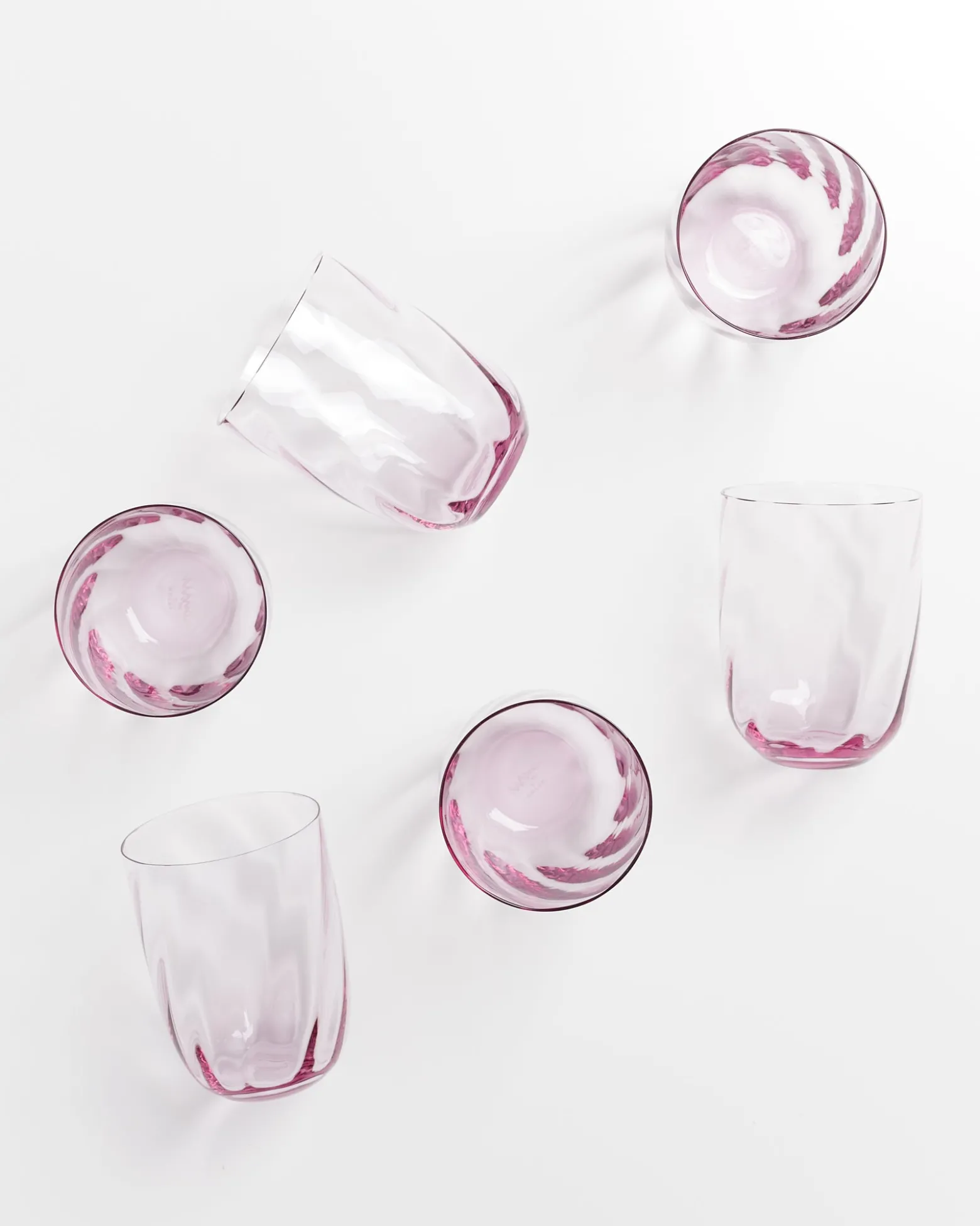 Calma - Set of 6 glass large swirl purple