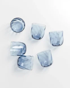 Calma - Set of 6 glass small swirl blue
