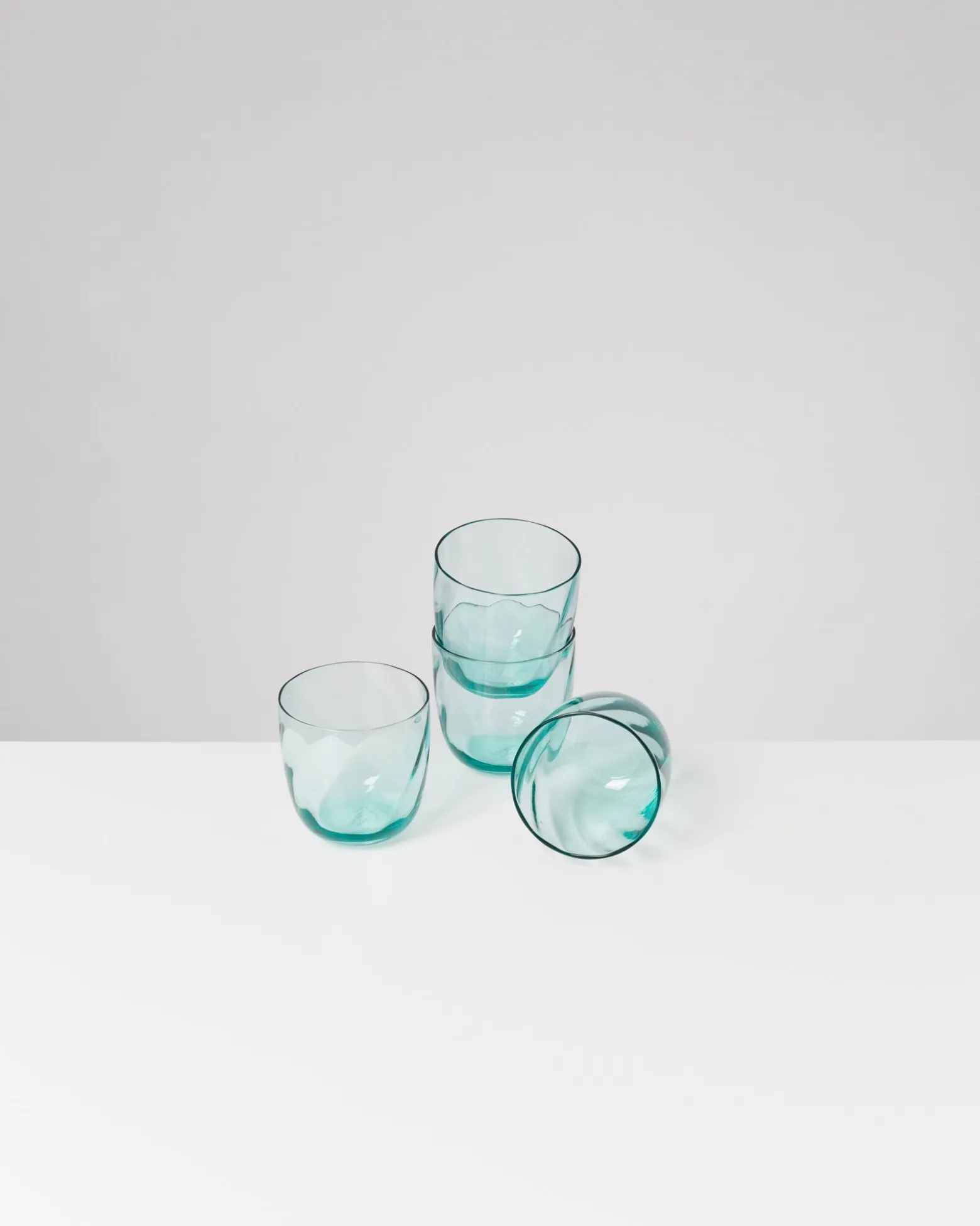 Calma - Set of 4 glass small swirl green