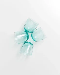 Calma - Set of 4 glass small swirl green
