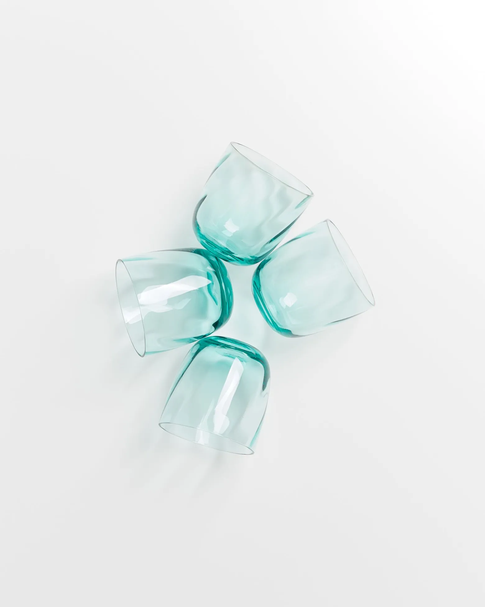 Calma - Set of 4 glass small swirl green