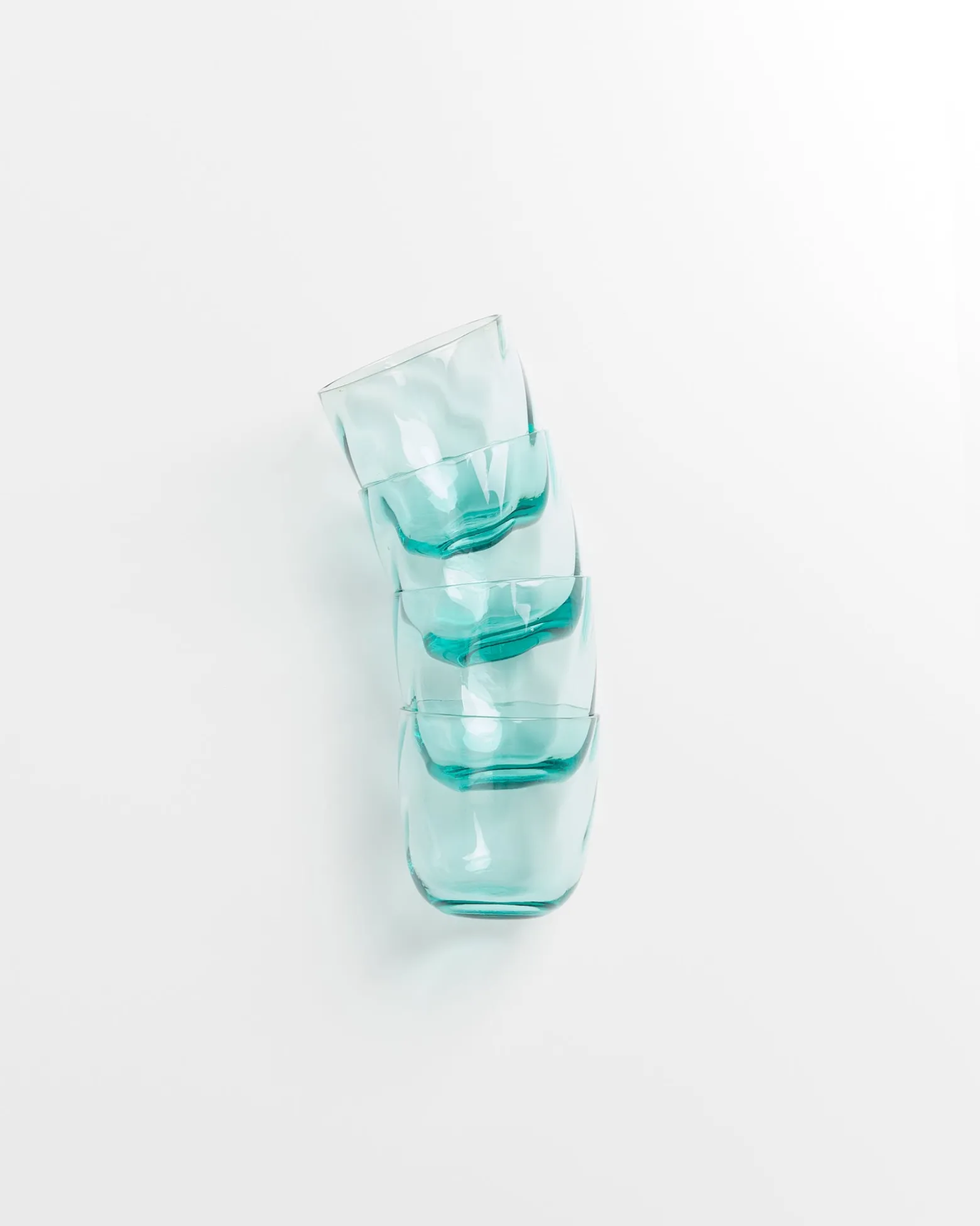 Calma - Set of 4 glass small swirl green