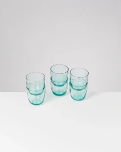 Calma - Set of 6 small glass swirl green