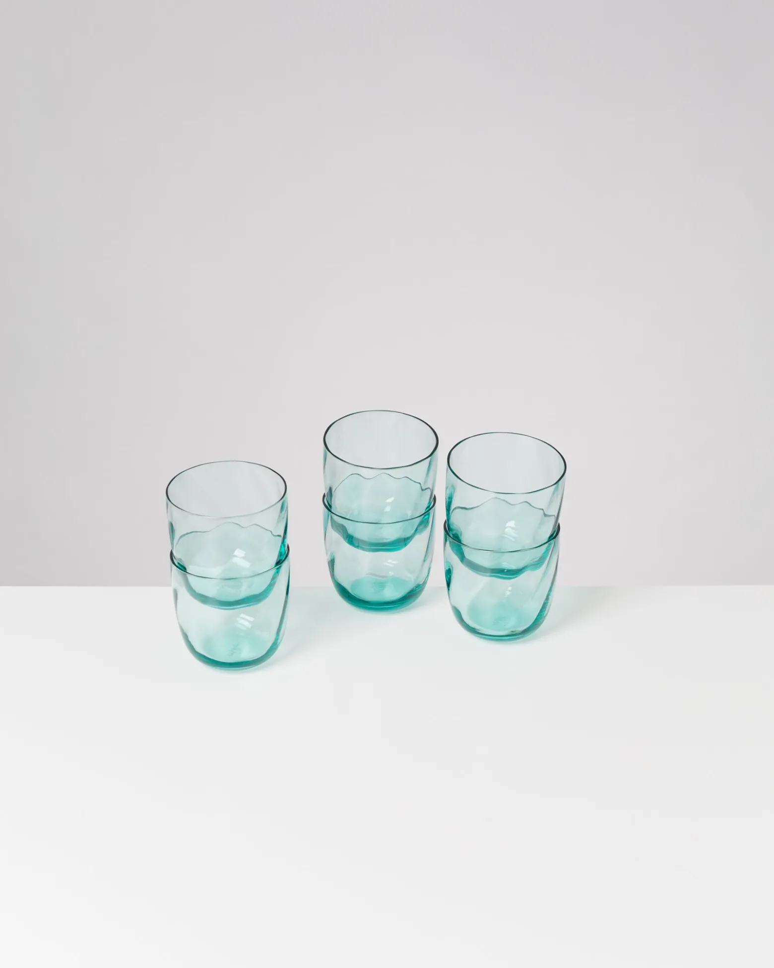 Calma - Set of 6 small glass swirl green