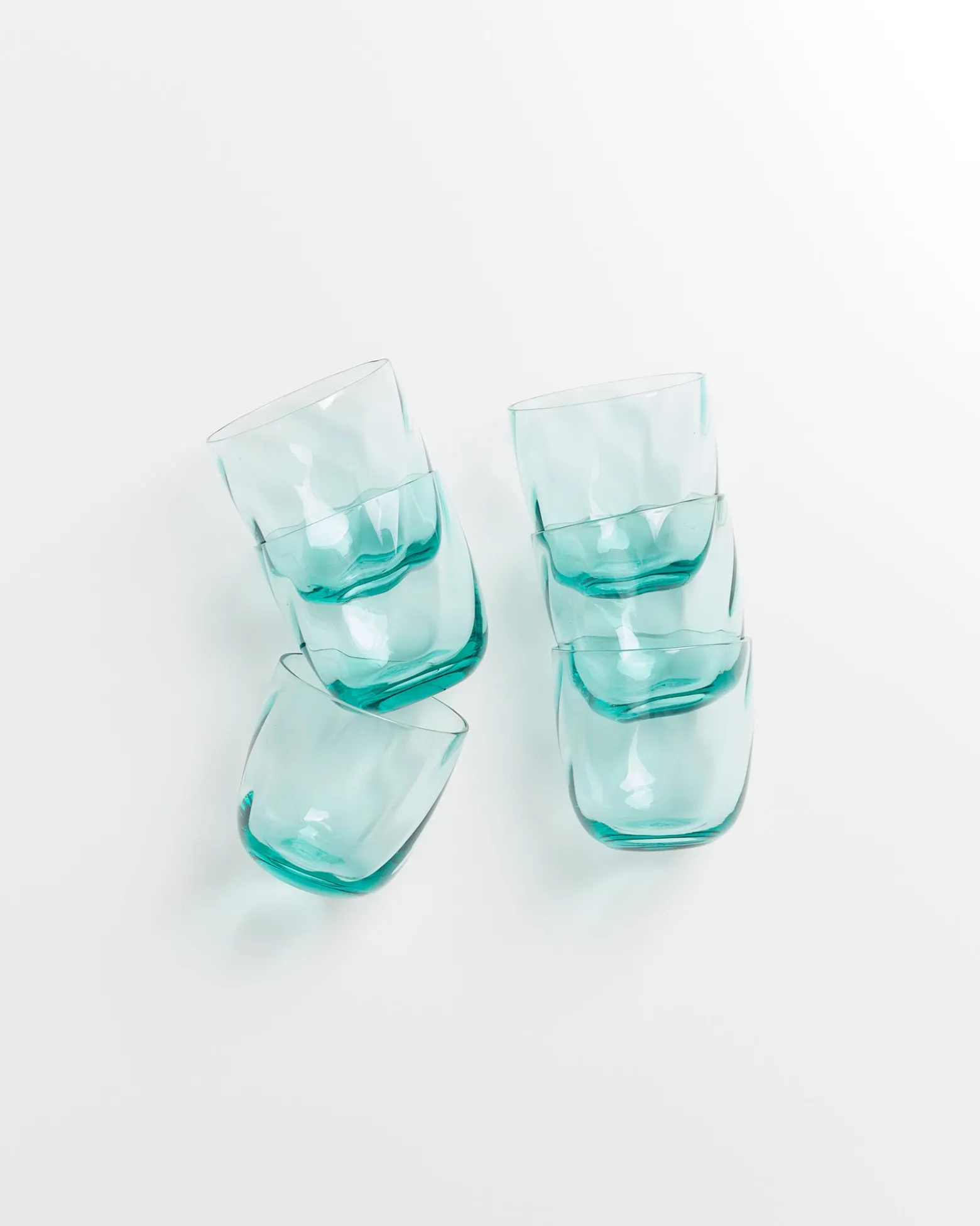 Calma - Set of 6 small glass swirl green