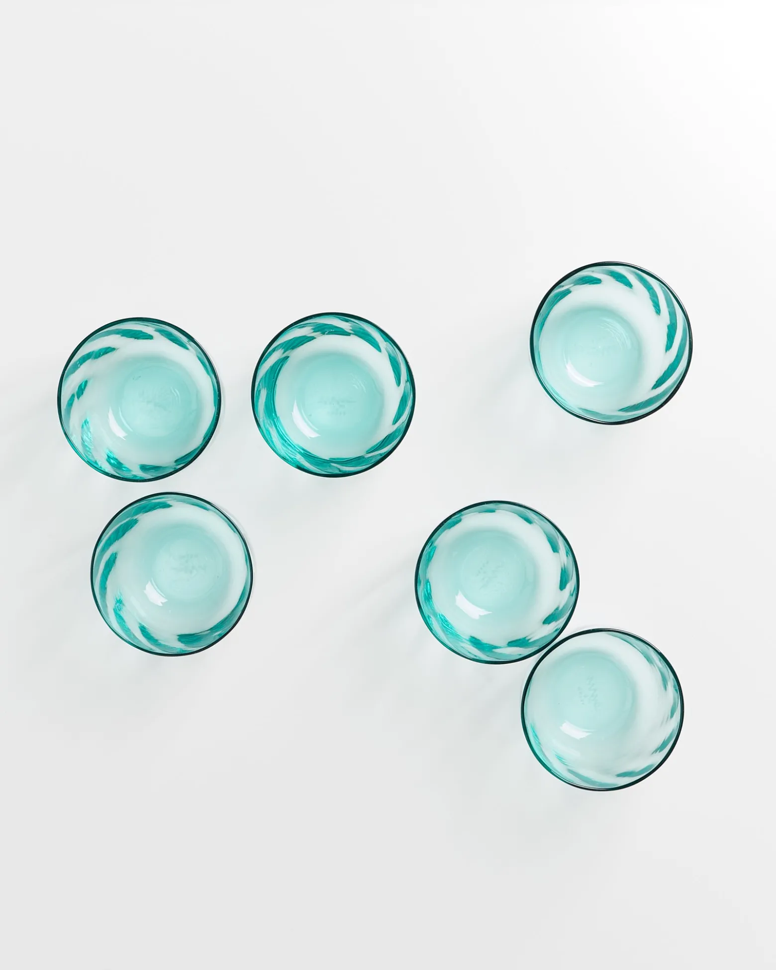 Calma - Set of 6 small glass swirl green