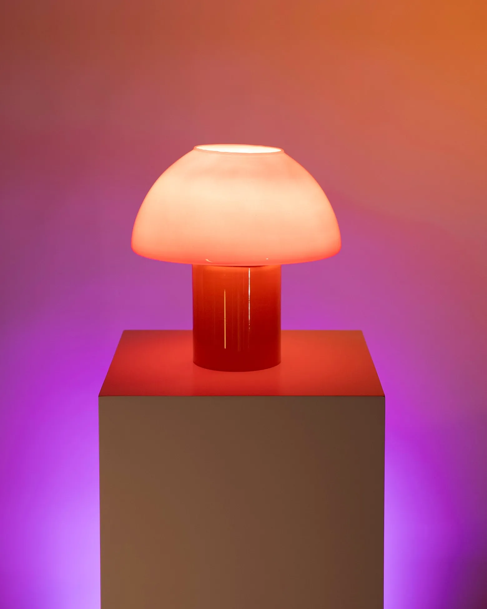 Cogumelo - Glass lamp orange red