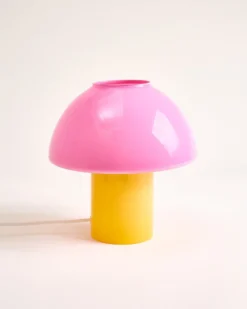 Cogumelo - Glass lamp pink yellow