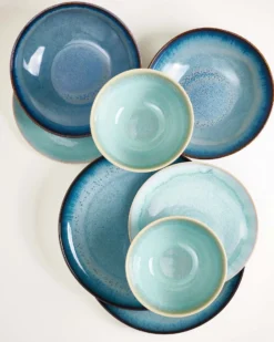 Geschirr-Set Ocean Vibes grünblau mint 16-teilig
