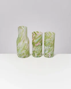 Joia Glas groß drops grün rosa 5er-Set