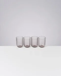 Joia Glas klein riffled grau 4er-Set