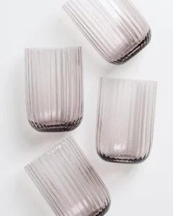 Joia Glas klein riffled grau 4er-Set