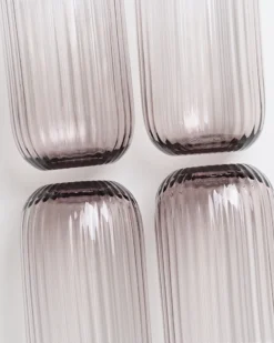 Joia Glas klein riffled grau 4er-Set