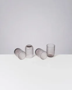 Joia Glas klein riffled grau 4er-Set