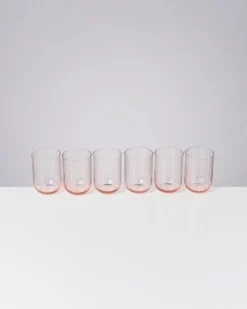 Joia Glas klein riffled rosé 6er-Set