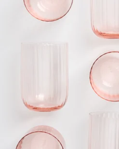 Joia Glas klein riffled rosé 6er-Set