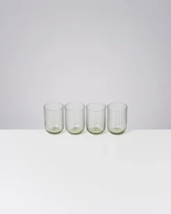 Joia Glas klein riffled smaragd 4er-Set