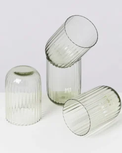 Joia Glas klein riffled smaragd 4er-Set