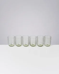 Joia Glas klein riffled smaragd 6er-Set