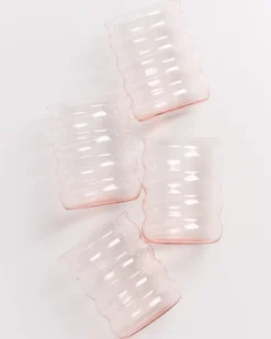Joia - Set of 4 glasses large bubble pink opal