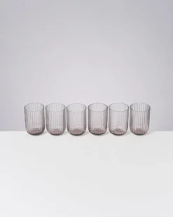 Joia - Set of 6 glass riffled amethist