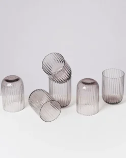 Joia - Set of 6 glass riffled amethist