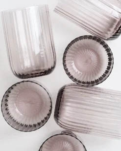 Joia - Set of 6 glass riffled amethist