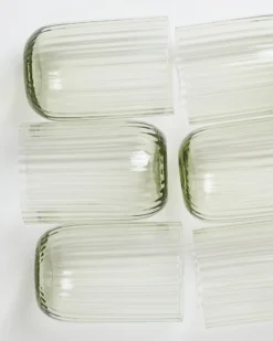 Joia - Set of 6 glass riffled emerald